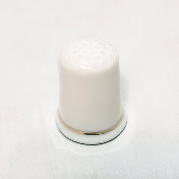 New Mexico Roadrunner Bird Thimble Porcelain Vintage 1" White Brown Blue - Picture 4 of 8